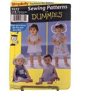 Simplicity 5572 Babies Dress Pinafore Panties Pattern XXS - L UNCUT Wrights 2003